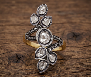Antique <b>Indian</b> Polki Diamond Meenakari Work Bezel Setting 925 Sterling Silver Pave Diamond <b>Ring</b> Gold Plated IGI Certified Trendy - Product Image 5