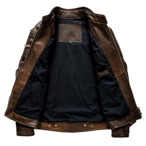 Bulk <strong>Leather</strong> Jackets in Stock Vintage Brown Autumn <strong>Leather</strong> Jacket Size XS to 8XL Natural Cowhide Collar Genuine <strong>Leather</strong> Coat - Product Image 3