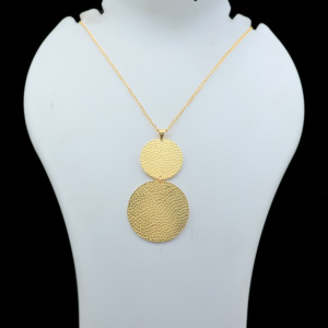 Minimal 18k Gold Plated <b>Double</b> Disc <b>Necklace</b> – Sleek Contemporary Jewelry Gift - Product Image 2