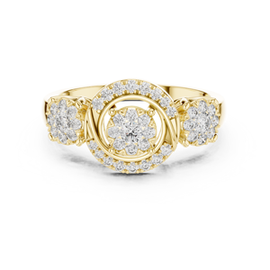 Anillo de Diamantes con Triple Flor Étnica Chapado en Oro de 10K de Lujo Forever Twist Jewels para Mujer - Product Image 5