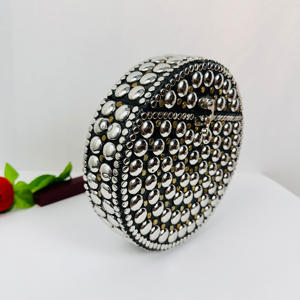 Indian Ethnic Style Party Purse <b>Clutch</b> Silver Stone <b>Clutch</b> <b>Bag</b> Women's Evening Purse Indian Metal Sculpture Handmade Mosaic OEM - Product Image 4