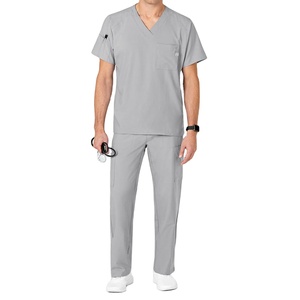 Medical Women's Hospital Scrub Sets Woven 100% Cotton Joggers Needle Detection Seamless Fusing Customizable <b>Colors</b> Logos - Product Image 1