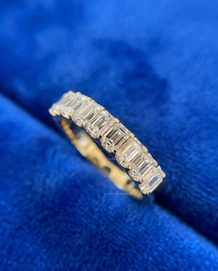 14K Gold Emerald Cut Lab Diamond Band Eternity Wedding Ring Stackable Engagement Minimalist Luxury <b>Bridal</b> Jewelry Anniversary - Product Image 4
