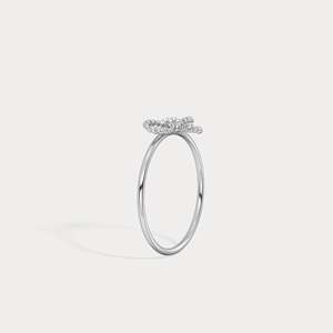 Anillo de Oro Sólido de 14K con Diamante Cultivado en Laboratorio, Diseño de Lazo Delicado, Anillo de Diamantes Minimalista, Joyería Fina para Mujer - Product Image 4