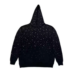 เสื้อฮู้ดดี้ผู้ชายแบบแห้งเร็ว ระบายอากาศได้ดี ประดับด้วยคริสตัล ผลิตโดยผู้ผลิตชั้นนำ ผ้าฝ้ายผสม คุณภาพพรีเมียม สไตล์สตรีทแวร์ - Product Image 2