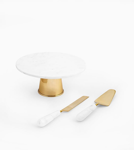 Marble And Brass <b>Cake</b> Stand With <b>Cake</b> <b>Server</b> Knife Latest Pieces Kitchen and Wedding Parties <b>Cake</b> Stand - Product Image 1