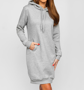 Sudadera con Capucha de Forro Polar para Mujer, Invierno, Personalizable, OEM, Proveedor al por Mayor, Cómoda, Informal, con Capucha, Cierre Frontal Regular, Gris - Product Image 4