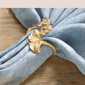 Anneaux de serviette en aluminium moderne à feuilles, écologiques, nouveau modèle, boucle à mouchoirs, mariages, fêtes, hôtels, banquets, repas à domicile - Product Image 4