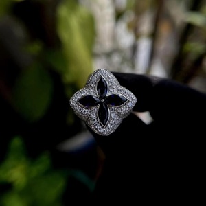 Vintage Floral Moissanite Halo <b>Cocktail</b> <b>Ring</b> 14K Solid <b>Gold</b> Hip Hop Elegant Statement <b>Ring</b> Gift for Men - Product Image 4