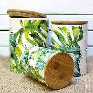 Tarro Decorativo de Madera de Mango con Estampado Esmaltado para Cocina, Caja de Almacenamiento Decorativa de Madera - Product Image 5