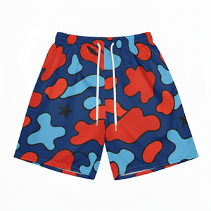 กางเกงขาสั้นผู้ชายผ้าถักระบายอากาศ แห้งเร็ว 5 นิ้ว โลโก้ด้านหน้า สไตล์ไฮสตรีท เอวยางยืด พิมพ์ลายซับลิเมชั่น สำหรับออกกำลังกาย - Product Image 1