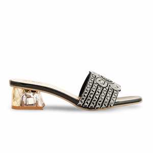 Pantoufles fantaisie noires pour femmes - Product Image 4