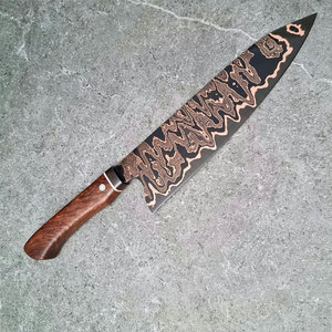 Cuchillo de cocina estilo Santoku con patrón de cobre damasco y mango decorativo, cuchillo de cocina profesional para expertos culinarios. - Product Image 5