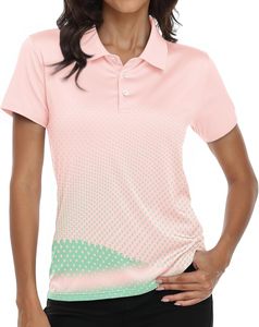 Camiseta Polo de Manga Corta para Mujer, Personalizada, con Estampado Geométrico Morado y Blanco, Tejido Casual de Secado Rápido, Largo Regular - Product Image 4
