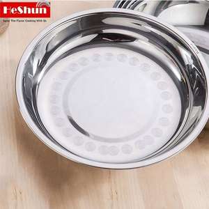 Plateaux de service ronds en acier inoxydable 304 personnalisés pour restaurants, assiettes creuses pour dîner et fruits, vente en gros - Product Image 4