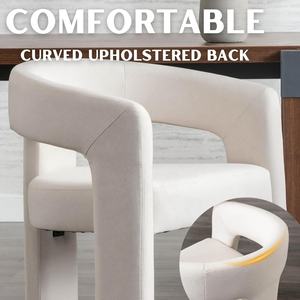 Modern varil yemek sandalyesi keten döşemeli Accent yan sandalye rahat kollar bej makyaj Vanity sandalye oturma odası için - Product Image 3