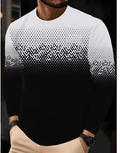 TRIBON SPORTS Men's Striped Knitted Full Sleeve <b>Collarless</b> Casual <b>Shirt</b> Neck Black White Spring Wear 100% Cotton Anti-shrink - Product Image 3