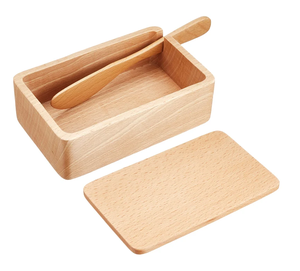 Boîte à beurre en bois pour restaurant, plateau à beurre rectangulaire avec couvercle, dernier design, boîte à beurre en bois - Product Image 1