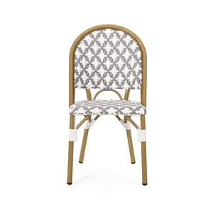 Set di 2 sedie da bistrot francesi all'aperto PE Rattan & alluminio grigio bambù bianco finitura in alluminio Rattan grigio bianco bambù finitura - Product Image 5