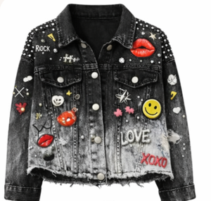 Chaquetas Vaqueras Extra Grandes de Diseño Premium para Mujer con Bordados de Leopardo y Diamantes, Estilo Vintage Ecológico - Product Image 1