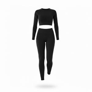 Ensemble de yoga pour femme 2026 de haute qualité avec logo personnalisé, comprenant un legging taille haute froncé aux fesses et un soutien-gorge de sport assorti, écologique et respirant - Product Image 2