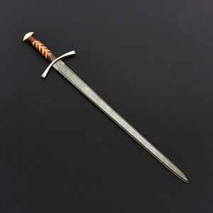 Épées personnalisées OEM en gros, de haute qualité, faites à la main, en acier Damas de qualité industrielle, style Viking, pour le camping en extérieur, avec fourreau d'épée antique - Product Image 5