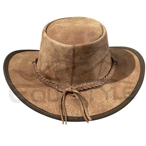 Brown Leather Cowboy <b>Hat</b> Braided <b>Band</b> Western <b>Hat</b> for Travel Fishing Low MOQ Outdoor Cowboy <b>Hats</b> - Product Image 2