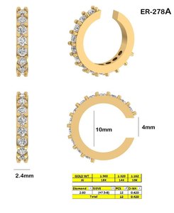 Diamond <b>Ear</b> <b>Cuff</b> 10K 14K 18K Solid Gold Round Cut Lab Grown Prong Set Non Pierced Minimalist Luxury Fine Jewelry - Product Image 1