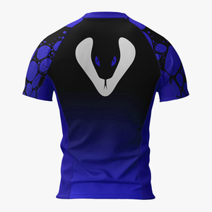 Maillot de compression court personnalisé MMA BJJ à dégradé bleu venimeux, sublimé, séchage rapide, écologique, pour l'entraînement sportif - Product Image 3