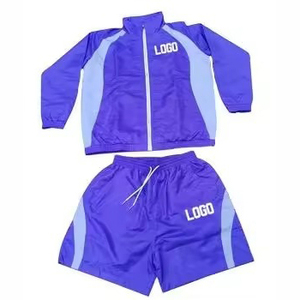 <b>Zip</b> <b>Up</b> <b>Jacket</b> and Short Outdoor Set Comfortable Custom Front Logo Print Windbreaker Tracksuits Solid - Product Image 2