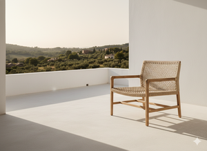 Silla de Comedor de Madera de Teca con Tejido de Cuerda, Sillón Resistente a la Intemperie, Muebles Modernos para Comedor, Jardín o Terraza - Product Image 6