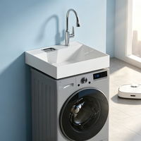 Lavabo de salle de bain moderne en pierre artificielle avec évier de buanderie profond intégré pour le nettoyage domestique