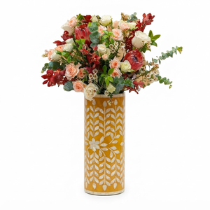Vase à fleurs en résine écologique avec incrustation d'os en écaille de poisson bleue, motif festonné, pot de table pour la décoration moderne de la maison, des hôtels et des restaurants - Product Image 5
