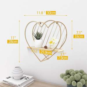 Étagère murale flottante en métal doré en forme de cœur, mignonne, romantique, moderne, pour chambre à coucher, chambre d'enfant, salon, cadeau unique, décoration - Product Image 5