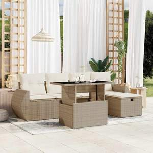 Conjunto de sofás de jardín beige crema blanco - Product Image 1