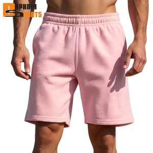 Men's Casual French Terry Cotton Breathable <b>Elastic</b> Waist Jogger Shorts Knee Length Knitted Drawstring Wholesale Fleece Sweat - Product Image 1