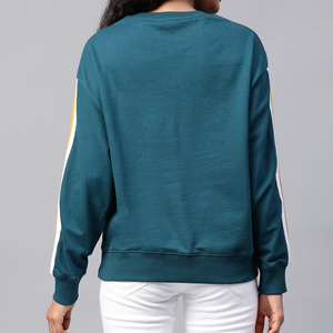 Sudadera de cuello redondo para mujer, con hombros caídos, manga larga, diseño de leopardo, informal, para otoño, mezcla de algodón y forro polar, de secado rápido - Product Image 5