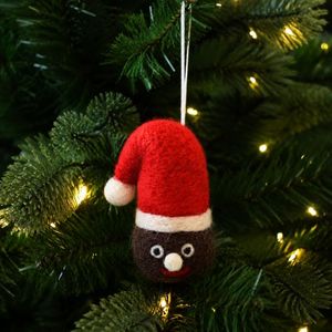 Ornement de Noël en feutre de laine fait main, personnage en feutrage à l'aiguille, boule décorative colorée pour les fêtes - Product Image 1