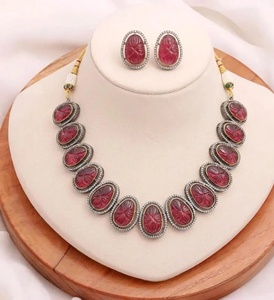 Hand-Carved <b>Ruby</b> <b>Necklace</b> Indian Polki Diamond Jewelry Traditional Bridal Wedding <b>Necklace</b> Statement Ethnic Jewelry Gift for Her - Product Image 2