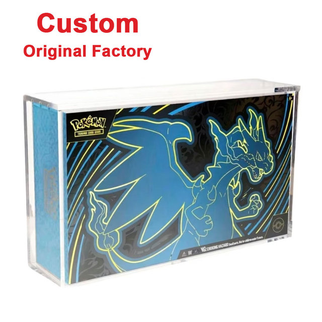 Factory Custom UV Protection UPC Acrylic Case for Pokemo TCG Mega Charizard X Ex Ultra Premium Collection with Magnetic Lid