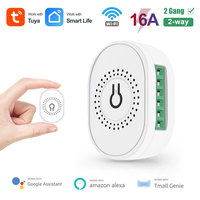 Nouveau module relais intelligent Tuya WiFi Mini 16A 2 canaux avec fil neutre pour contrôle double de l'éclairage pour projet PST-TMW02