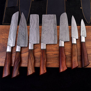 Ensemble de couteaux de cuisine à motif Damas, collection de couteaux de chef en acier Damas durable pour la cuisine quotidienne et les tâches de cuisine - Product Image 1
