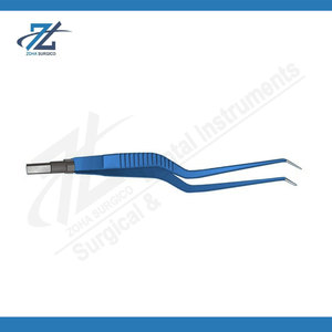 Pinzas Bipolares Anguladas Tipo Bayoneta Europeas Premium, Punta Fina de 0.7mm, Aisladas, Reutilizables, de Acero Inoxidable, Manuales, Certificadas CE, Quirúrgicas - Product Image 4