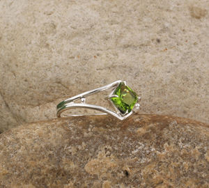 Minimalist 925 Sterling Silver Peridot Wedding <b>Ring</b> for Women Dainty <b>Plain</b> Band Thin Stackable Fine Jewelry - Product Image 4