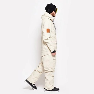 Combinaison de ski unisexe imperméable, veste softshell pour ski de fond, coupe-vent, à capuche, respirante, avec isolation en polaire, fermeture éclair intégrale - Product Image 4