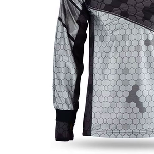 Camiseta de Paintball Sublimada Personalizada para Hombre, Manga Larga, Cuello en V, Secado Rápido, Ropa Deportiva, Camiseta de Equipo para Exteriores, Gris, Negro, Patrón Hexagonal - Product Image 6