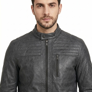Leather with Zipper and Four Pockets <b>for</b> Winter 2026 New Arrivals <b>Men's</b> Casual Stand Collar Biker <b>Jackets</b> Original Sheepskin - Product Image 5