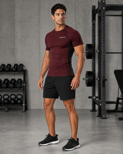 Men Regular Fit Breathable Compression Base <b>Layer</b> Short Sleeve T Shirt Bodybuilding <b>Tops</b> Polyester Spandex Front Logo Cheap - Product Image 5