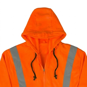 Sudadera con Capucha Reflectante Naranja para Hombre, con Cierre, de Forro Polar, Informal, para Trabajo, Otoño, Corte Regular, con Bolsillos - Product Image 4
