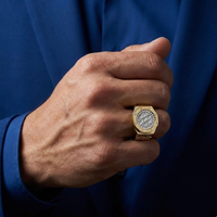 Bague pour homme en or blanc 18 carats de qualité supérieure, motif octogonal pavé, avec grappe de diamants naturels, bijoux hip-hop certifiés IGI